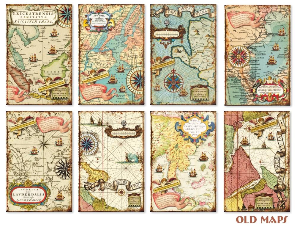 #133 Decorer Mini Scrapbook Paper Set Old Maps