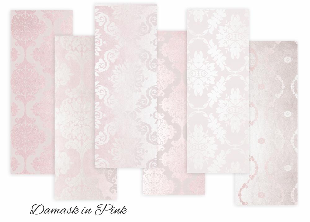 #D1 Decorer Slim Paper Pad Damask in Pink