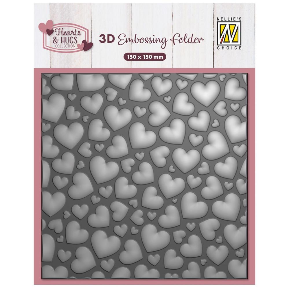 3D106 Nellie Snellen 3D Embossing Folder Pop Up Hearts