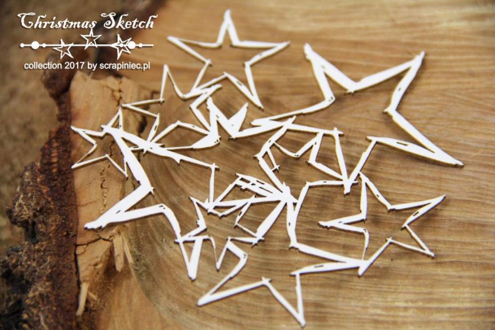 Scrapiniec Chipboard Christmas Sketch Stars Background