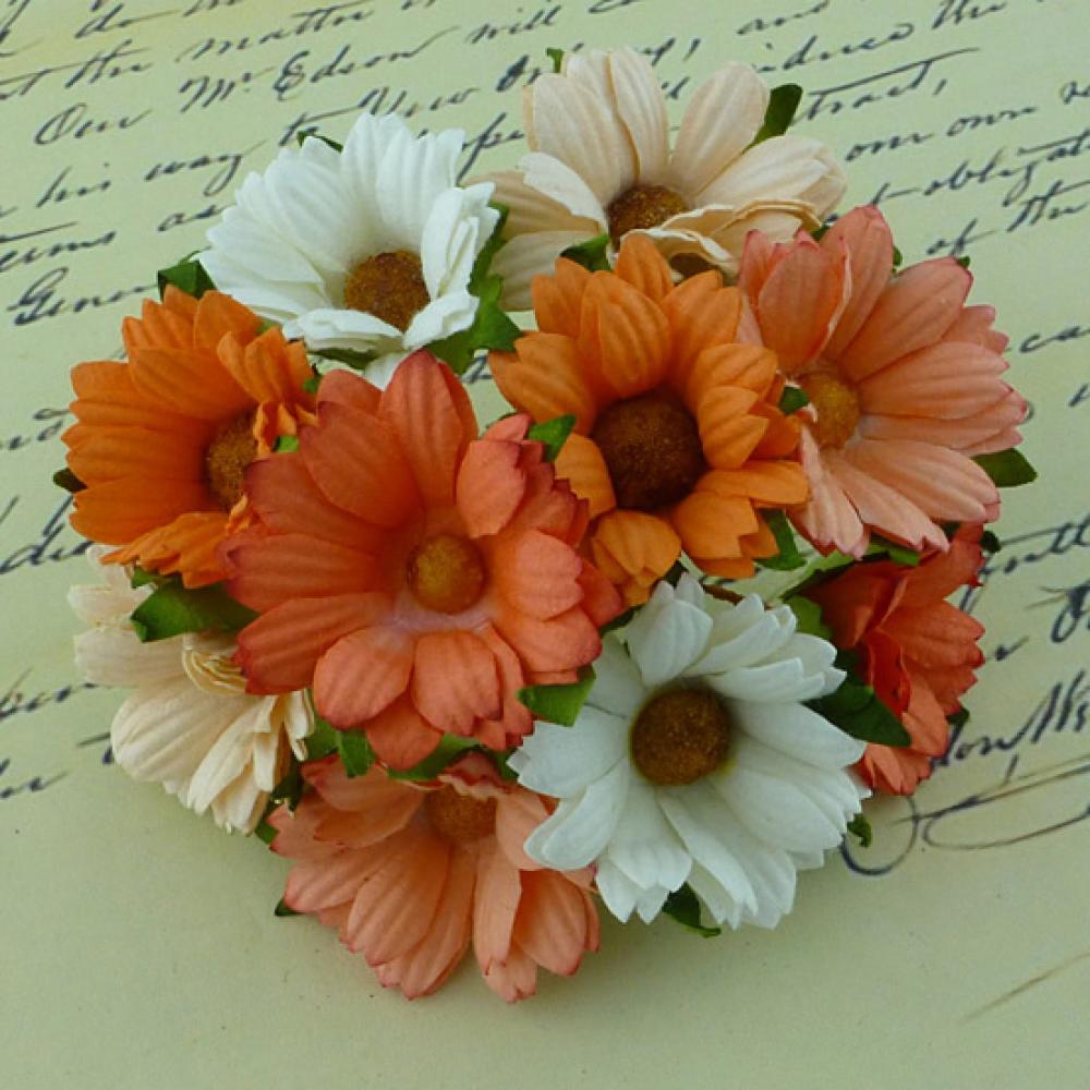 50 Orange Tone Mulberry Paper Flowers Chrysanthemums #268