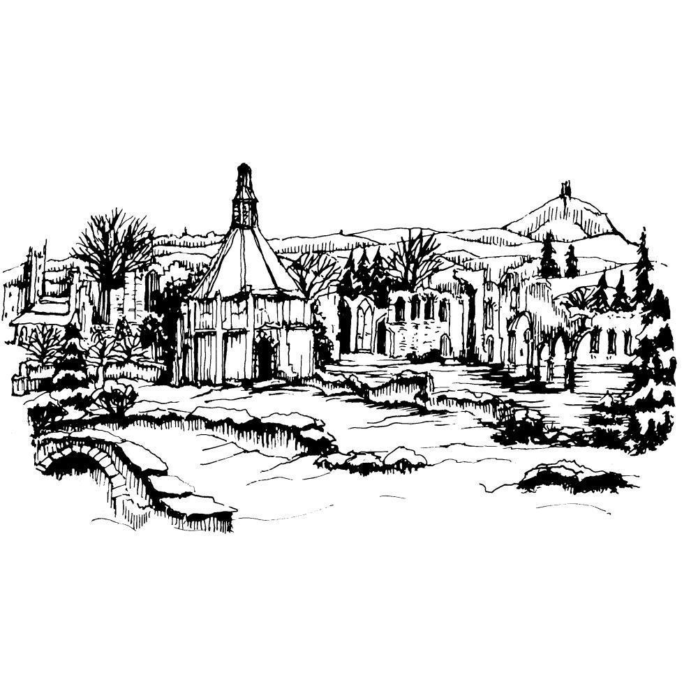 Art-Kure Cling Stamp Glastonbury Abbey & Tor