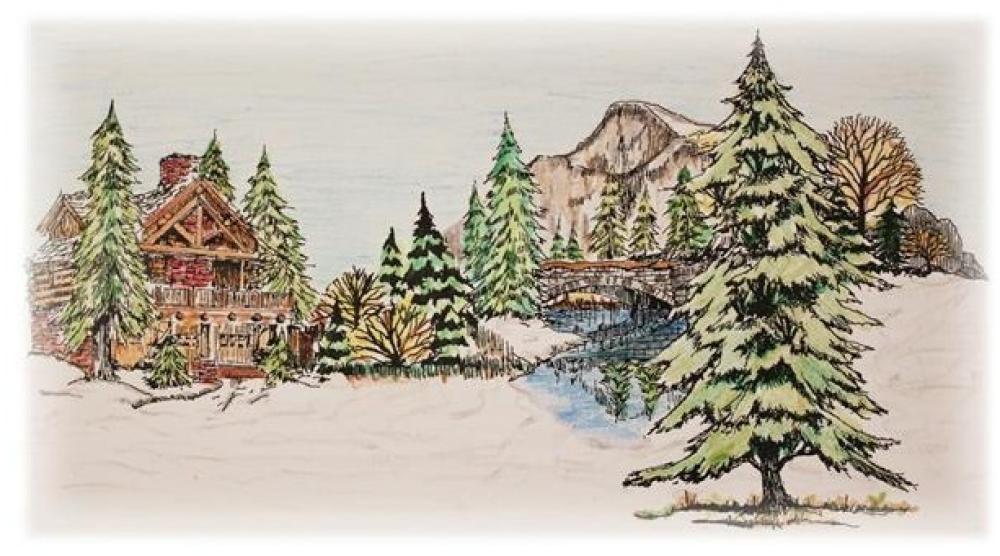 Art-Kure Cling Stamp Yosemite Cabin