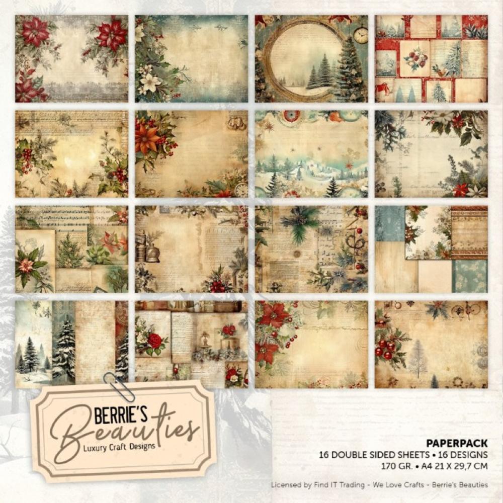 Berries Beauties A4 Paper Pack Vintage Christmas 03