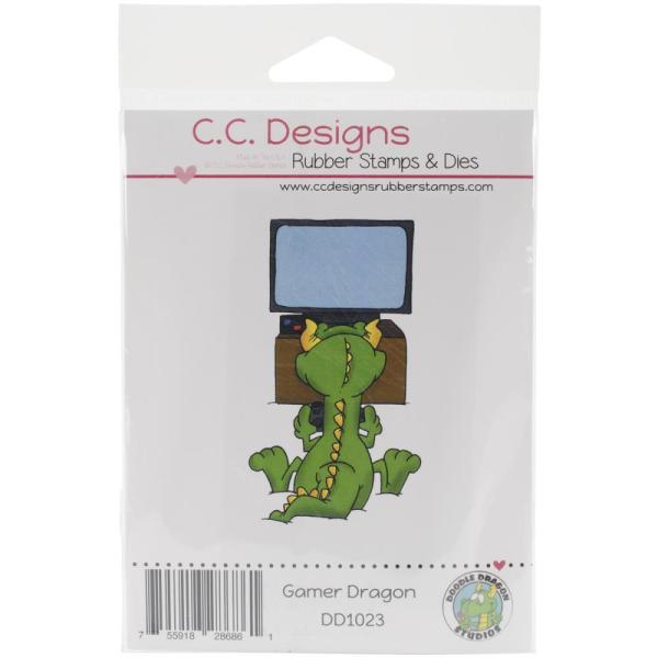 C.C Designs Doodle Dragon Cling Stamp Gamer Dragon