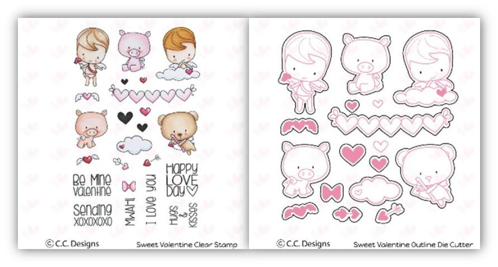 C.C Designs Stamp/Dies Set Sweet Valentine