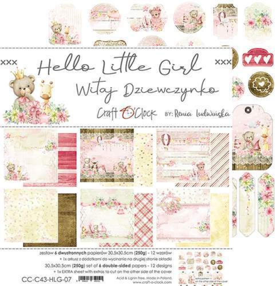 Craft O Clock 12x12 Paper Pad Hello Little Girl