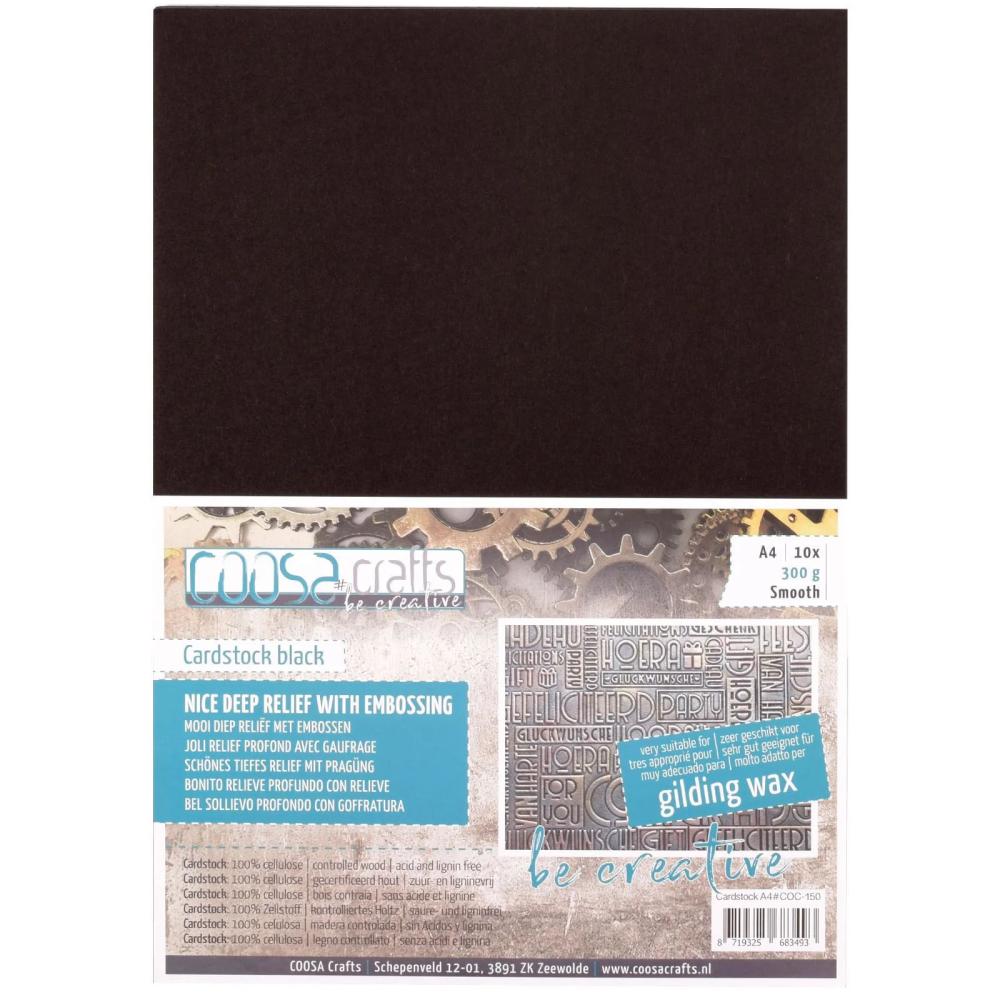 COOSA Crafts Cardstock Smooth A4 Black (Schwarz)