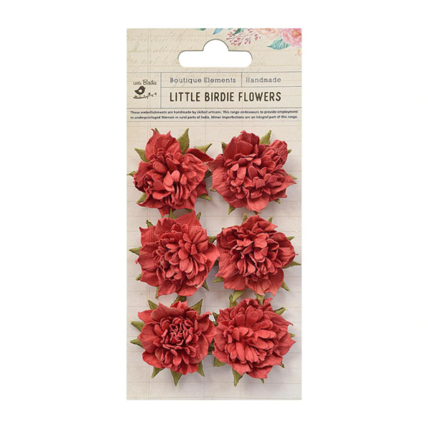 Little Birdie Handmade Flower Camila Cherry 6Pc