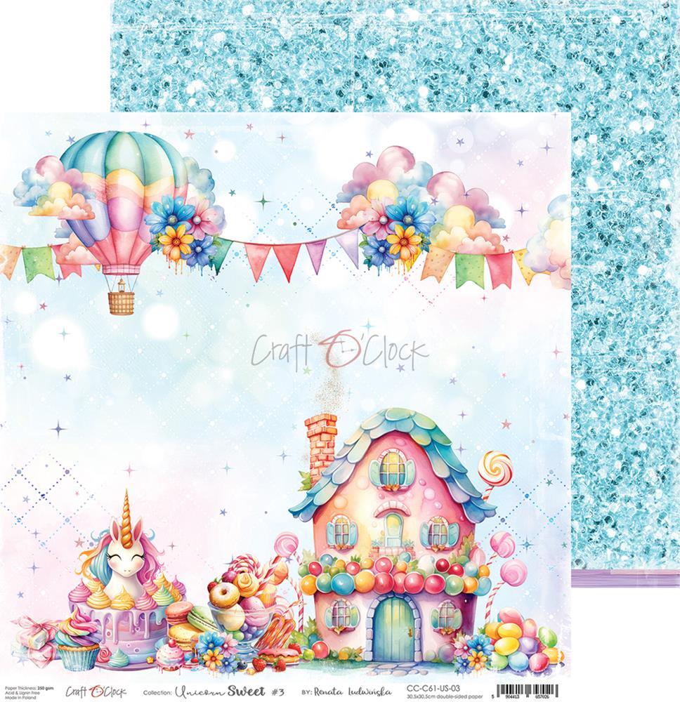 Craft O Clock 12x12 Paper Pad Unicorn Sweet