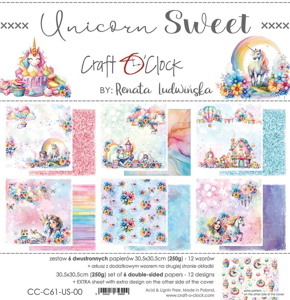 Craft O Clock 12x12 Paper Pad Unicorn Sweet