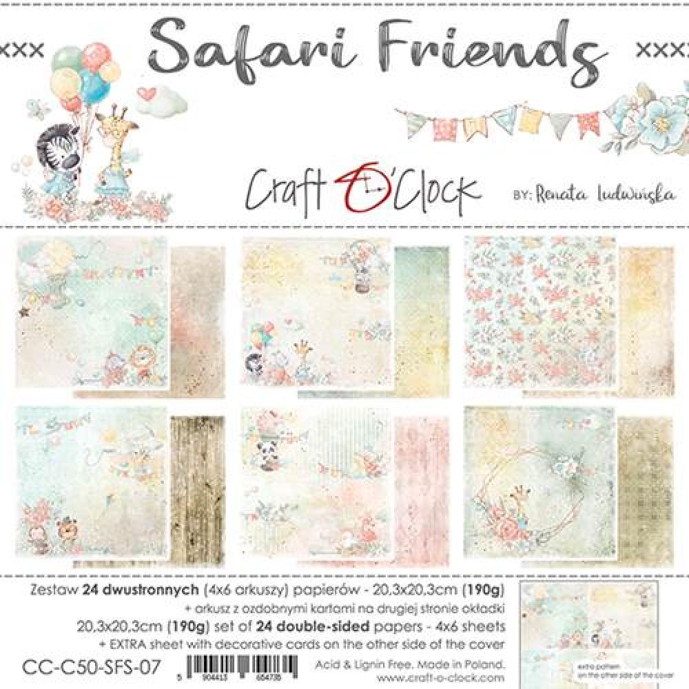 Craft O Clock 8x8 Paper Pad Safari Friends