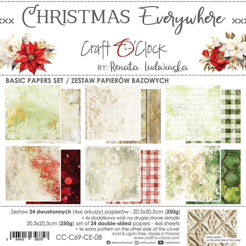 Craft O Clock Christmas Everywhere 8x8 BASIC Paper Pad