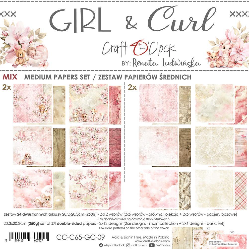 Craft O Clock Girl & Curl 8x8 MIX Paper Pad