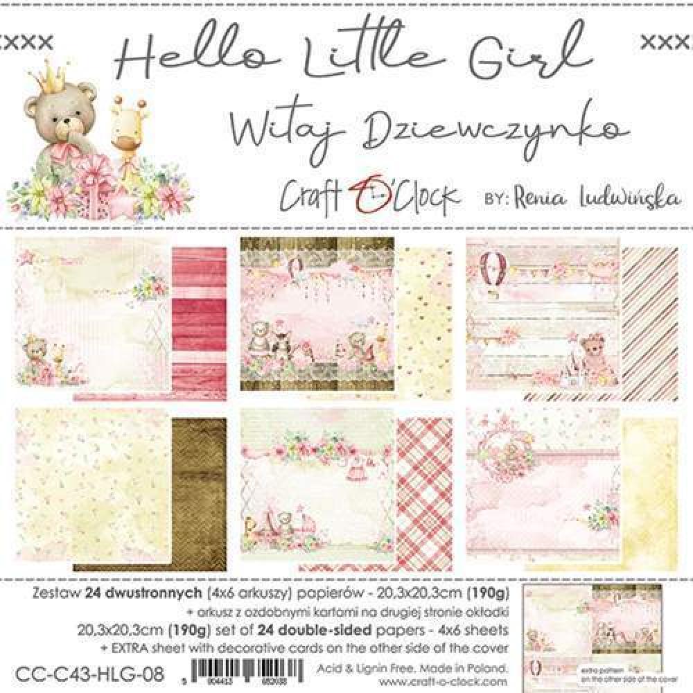 Craft O Clock 8x8 Paper Pad Hello Little Girl