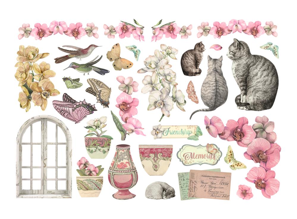 DFLCT41 Stamperia Orchids and Cats Ephemera (27pcs)