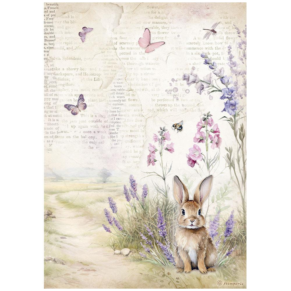 DFSA4883 Stamperia Lavender A4 Reispapier Bunny