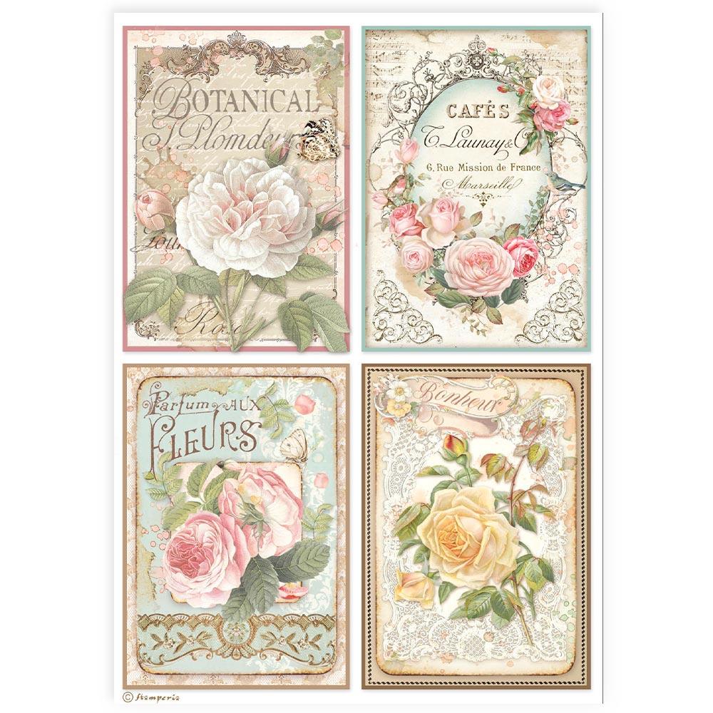 DFSA4909 Stamperia Roses A4 Reispapier Cards