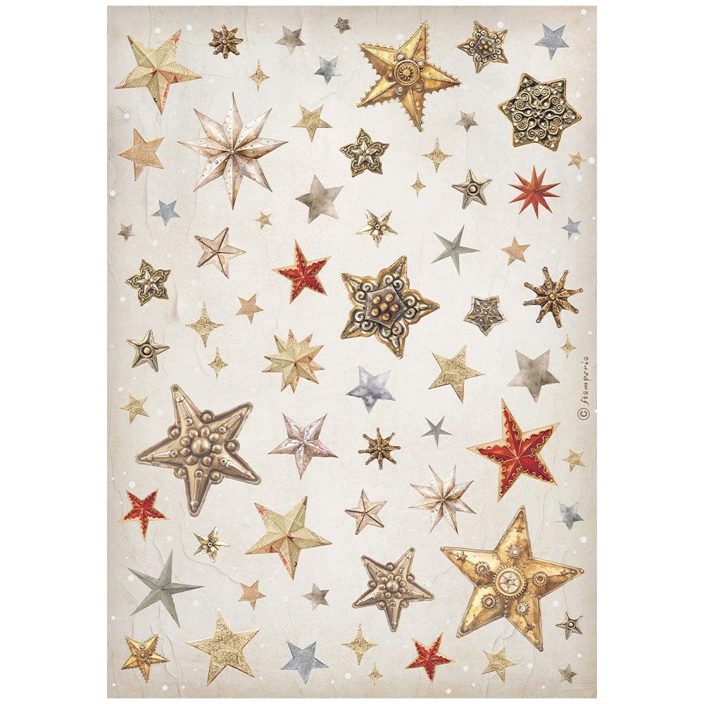 DFSA4933 Stamperia Gear up for Christmas A4 Reispapier Stars