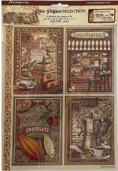 DFSA4XCC Stamperia Coffee and Chocolate A4 Reispapier SET