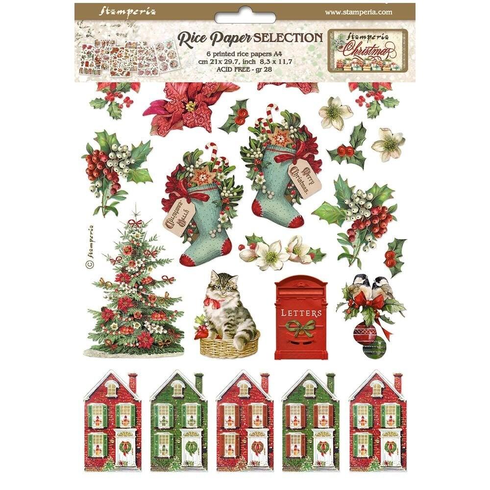 DFSA4XCX Stamperia Christmas A4 Reispapier SET