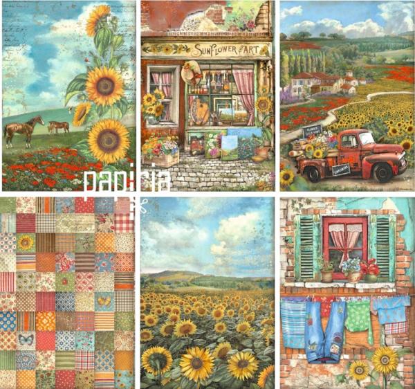 DFSA4XSF * Stamperia A4 Reispapier SET Sunflower Art