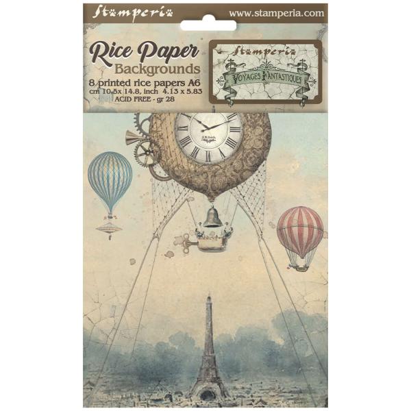 DFSAK60015 Stamperia Voyages Fantastiques A6 Rice Paper Backgrounds SET