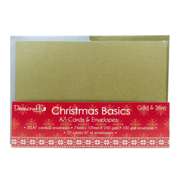 Dovecraft Christmas Basics Mini Cards and Envelopes White and Craft #008