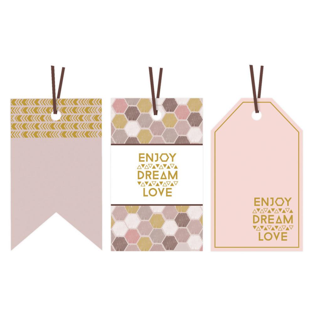 Gift Tags & Stamps Set (16pcs)  Capsule Geometric Mocha