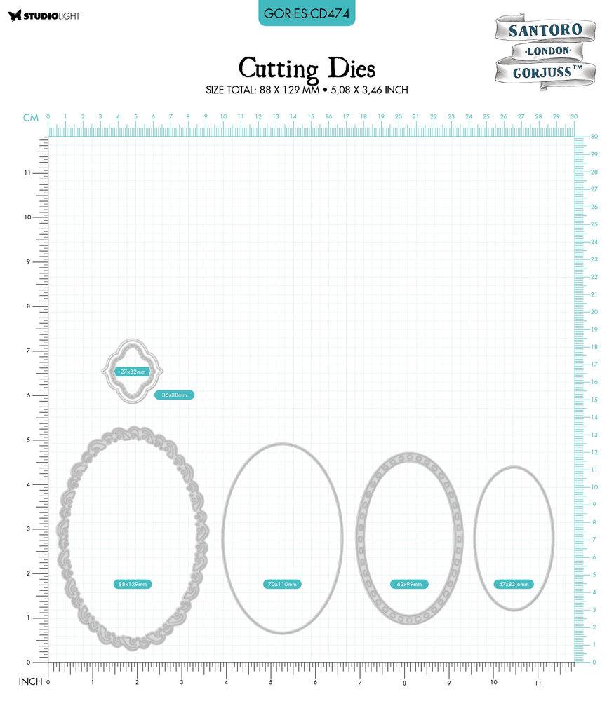 Gorjuss Tall Tails Cutting Die Oval Frames & Label #474