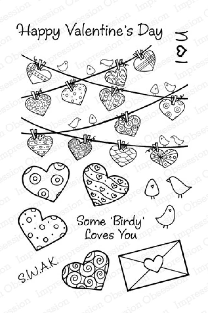 Impression Obsession Cling Stamps Set Heartlines