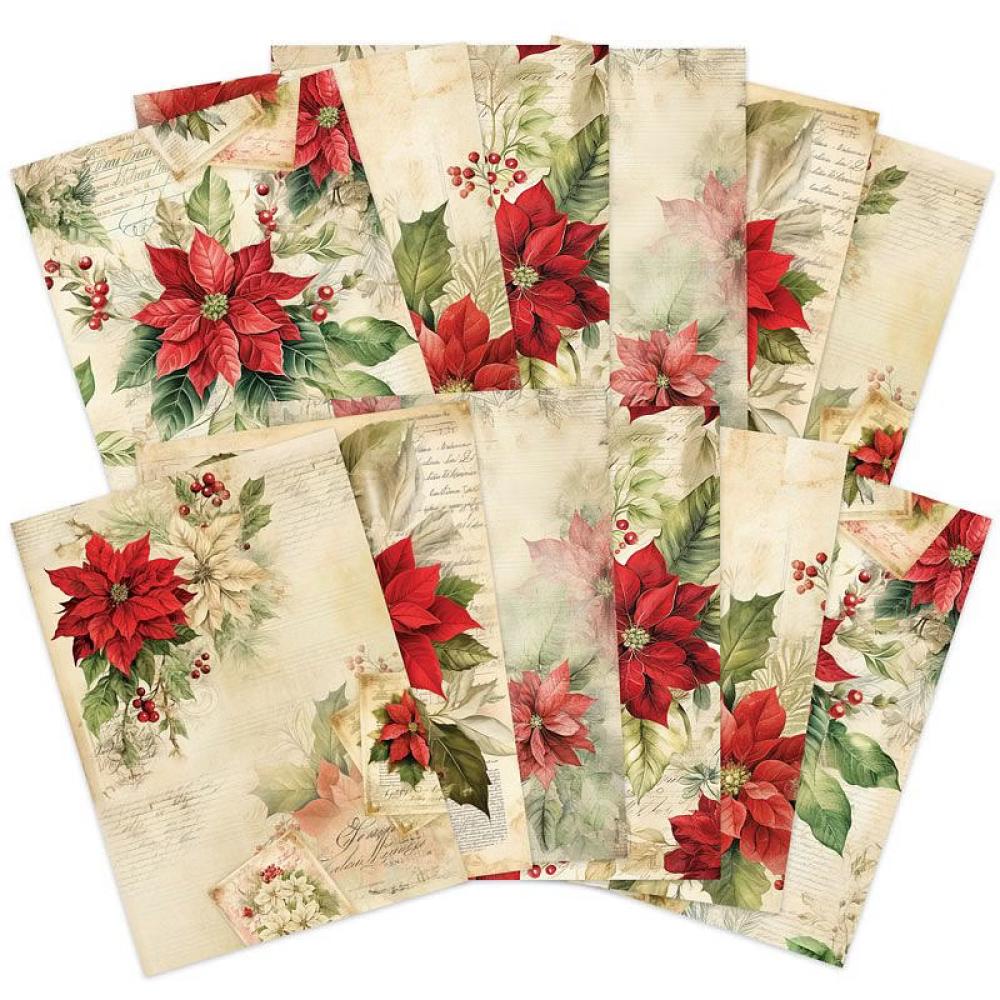 Hunkydory Adorable Scorable Designer Card Packs Vintage Poinsettia ASDCP115