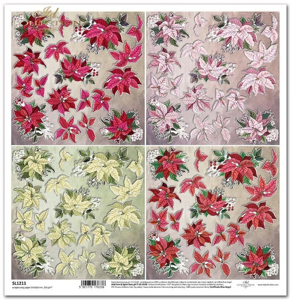 ITD Collection 12x12 Paper Sheet Poinsettia SL1211