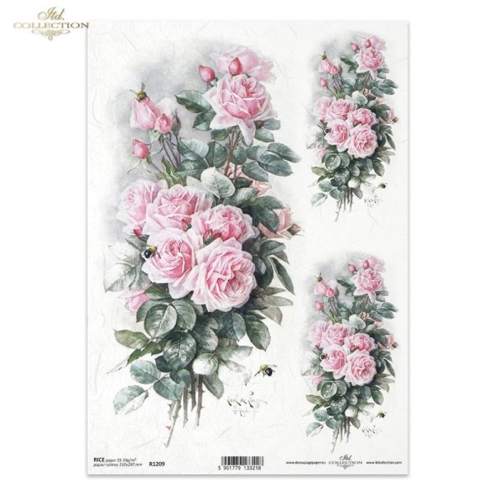 ITD Collection A4 Rice Paper Roses R1209