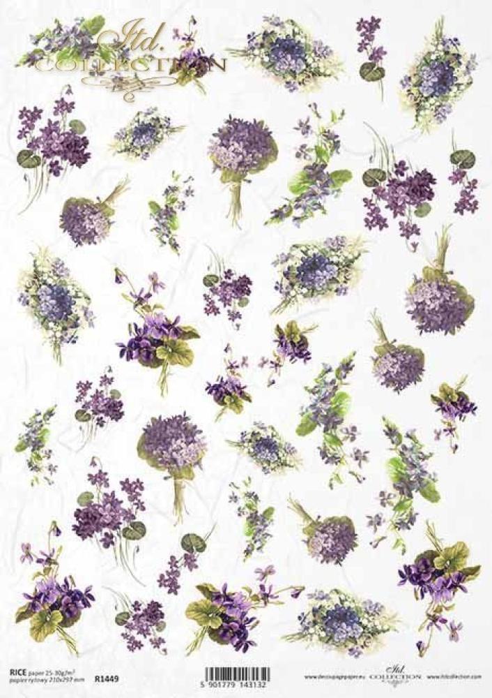 ITD Collection A4 Rice Paper Violets R1449