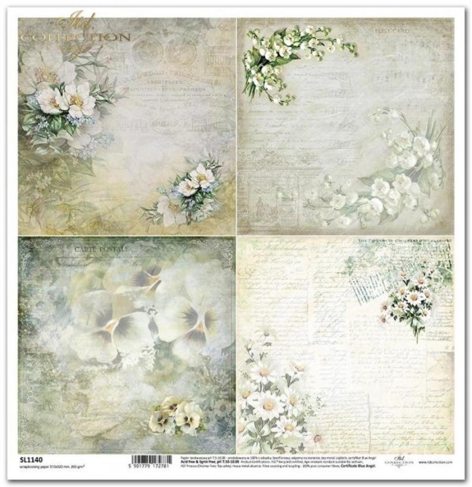 ITD Collection Flower Post White 12x12 Sheet SL1140