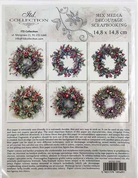 ITD Collection Mini Rice Paper Set Winter Wreaths RSM099