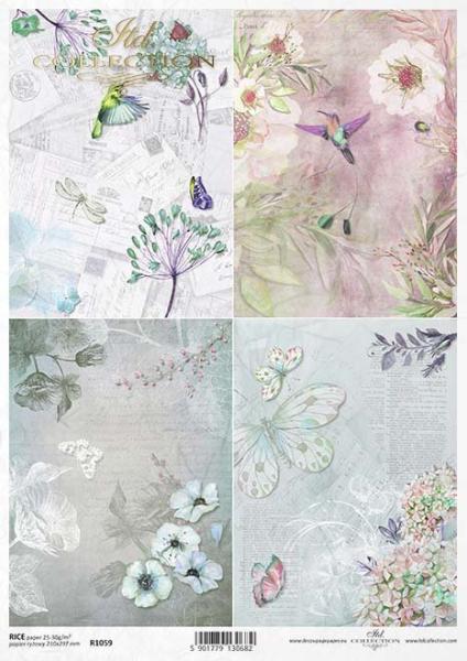 ITD A4 Rice Paper Retro Fauna Flora #1059