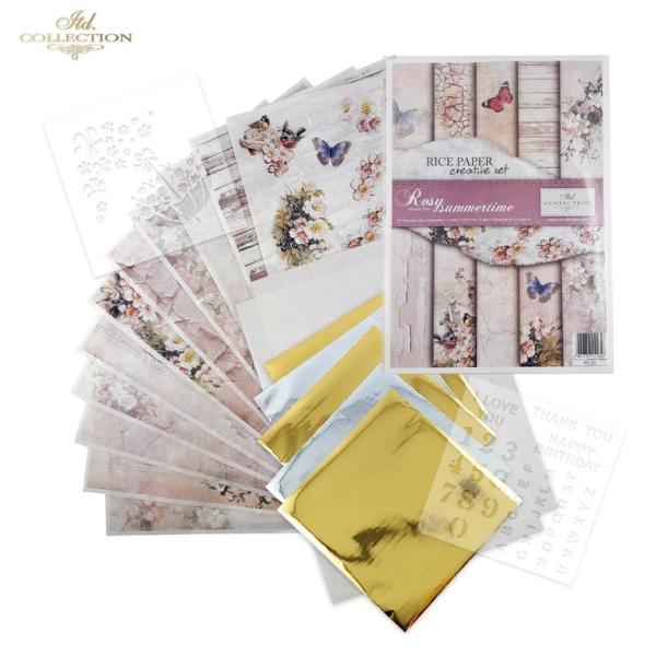 ITD Collection A4 Rice Paper Creative Set Rosy Summertime