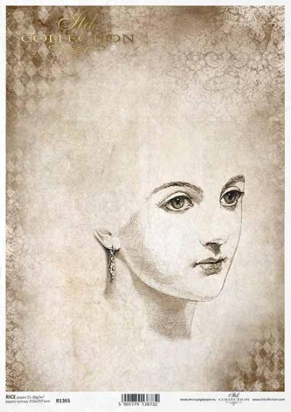 ITD Collection A4 Rice Paper Sketch Face of a Woman R1365