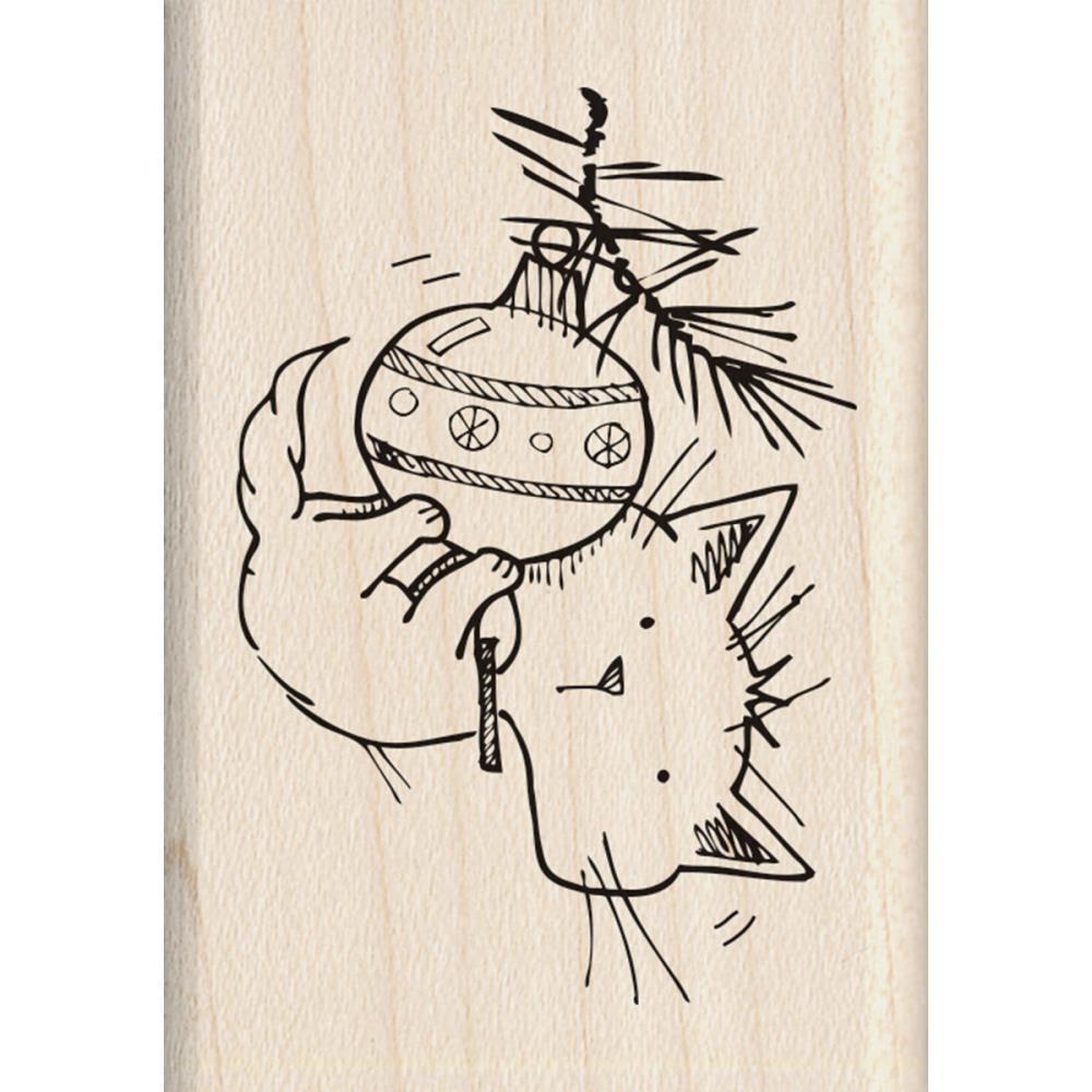 Inkadinkado Mounted Rubber Stamp Christmas Kitty