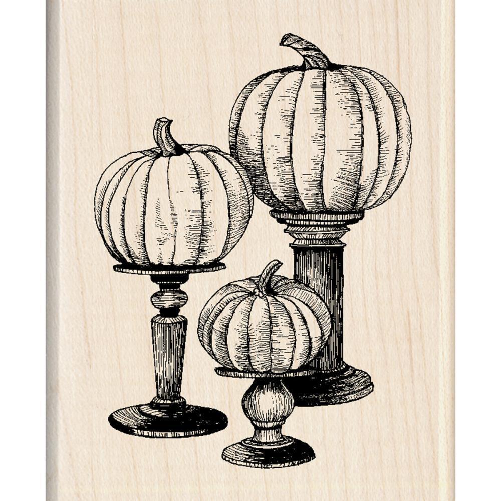 Inkadinkado Mounted Rubber Stamp Pedestal Pumpkin