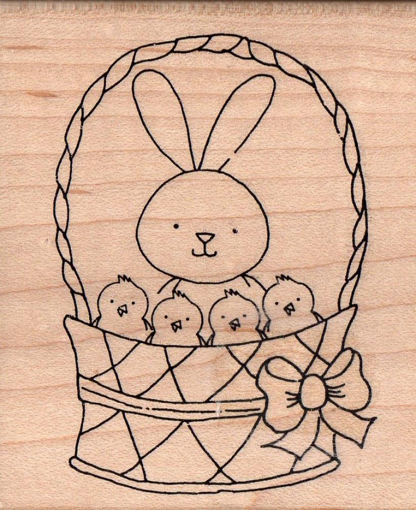 Inky Antics Wooden Stamp Bunny & Eggs Basket