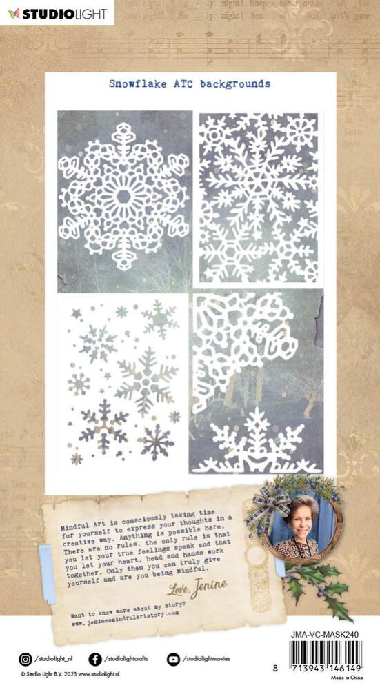 Jenine's Mindful Art Mask Stencil ATC Backgrounds Snowflake #240