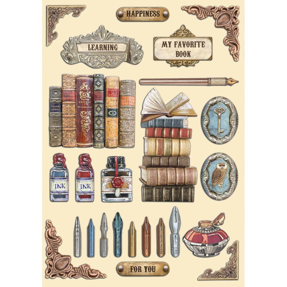 KLSP137 Stamperia A5 Wooden Shapes Vintage Library