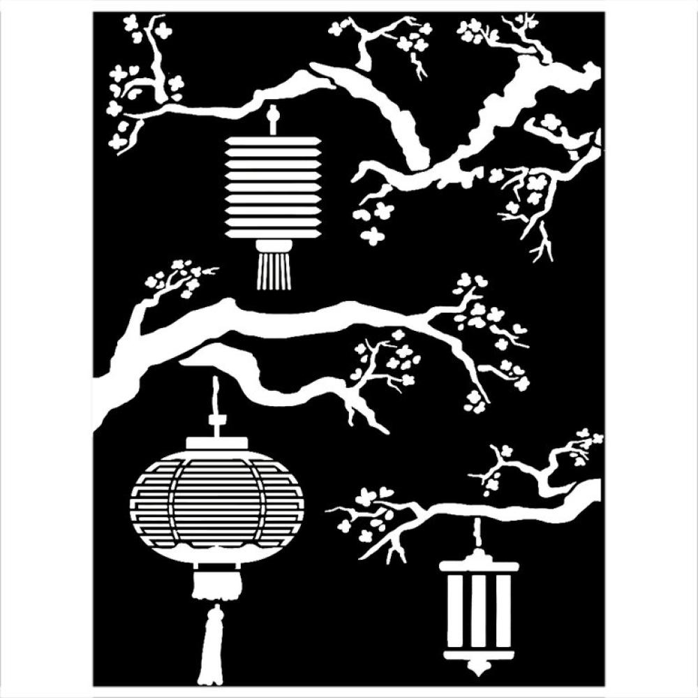 Stamperia Stencil Sir Vagabond in Japan Lanterns KSAT20