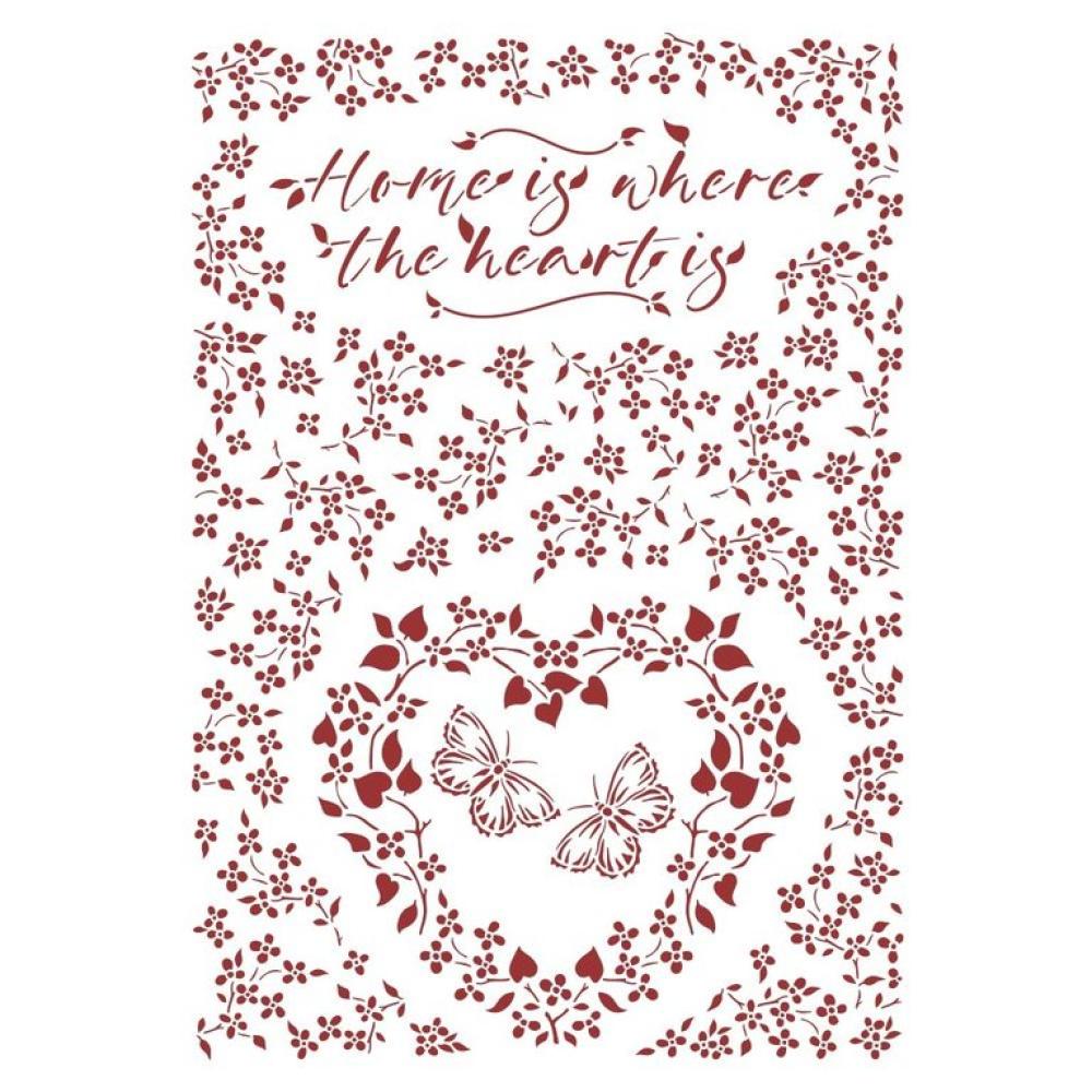 Stamperia Stencil Provence Home is where the heart is KSG490