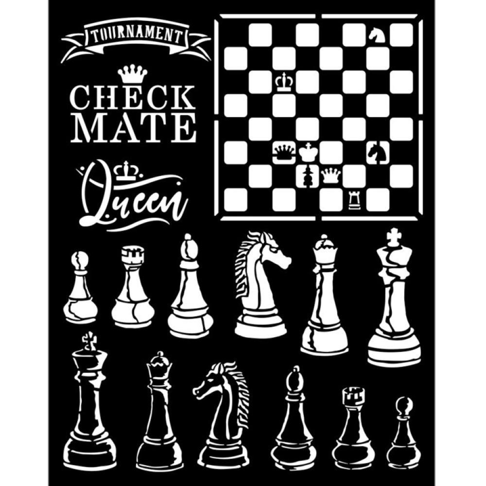 Stamperia Stencil Alice Check Mate KSTD089