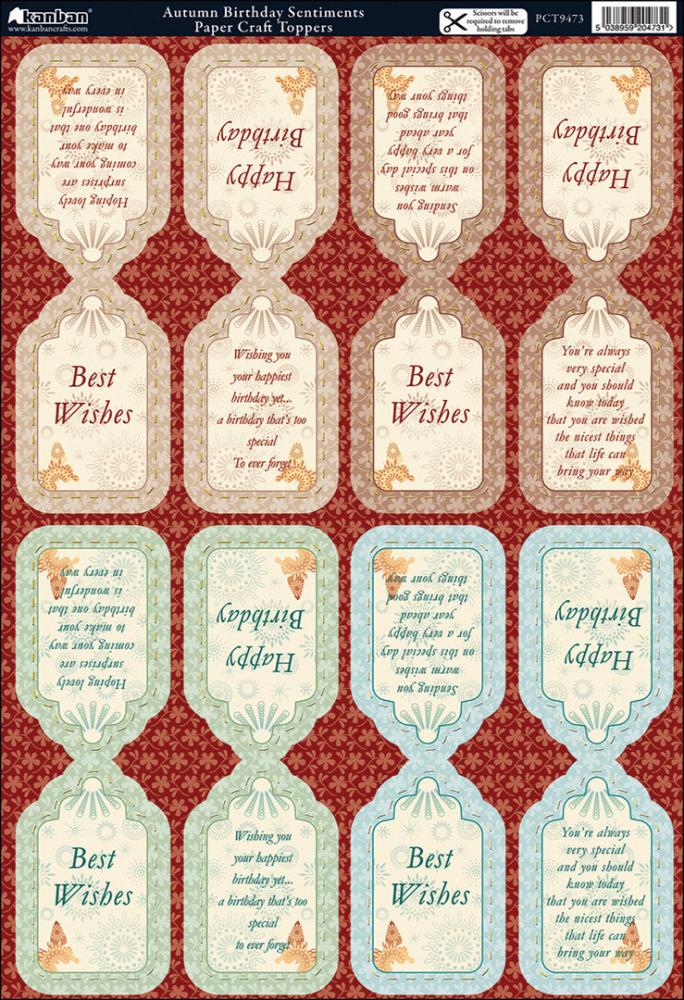 SALE Kanban Cardstock Autumn Birthday Sentiments Coffee #9473