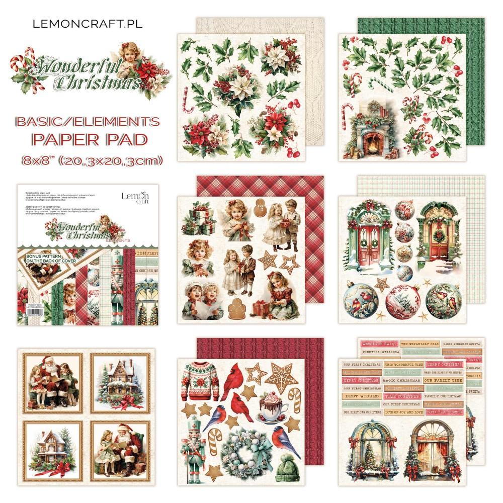 Lemon Craft Wonderful Christmas 8x8 Paper Pad Elements